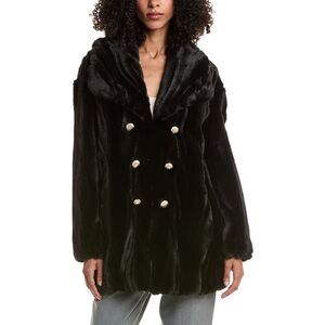 Joseph Ribkoff Womens Faux Fur Textured Coat, Black